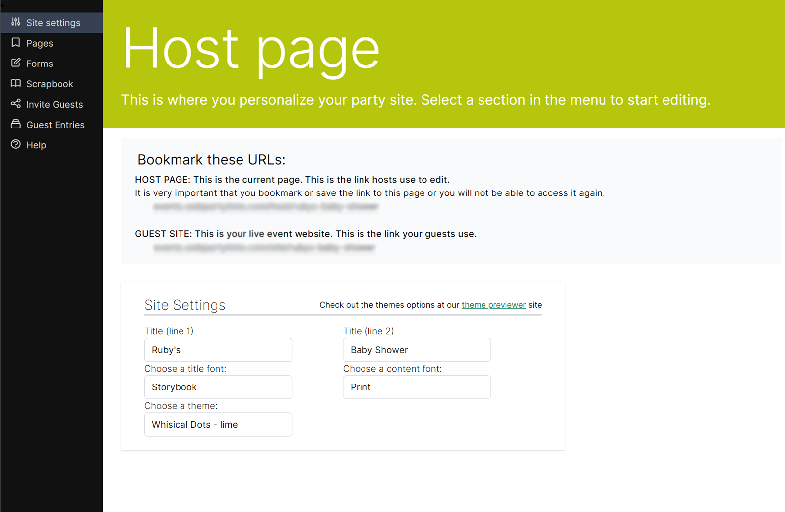 Host Page